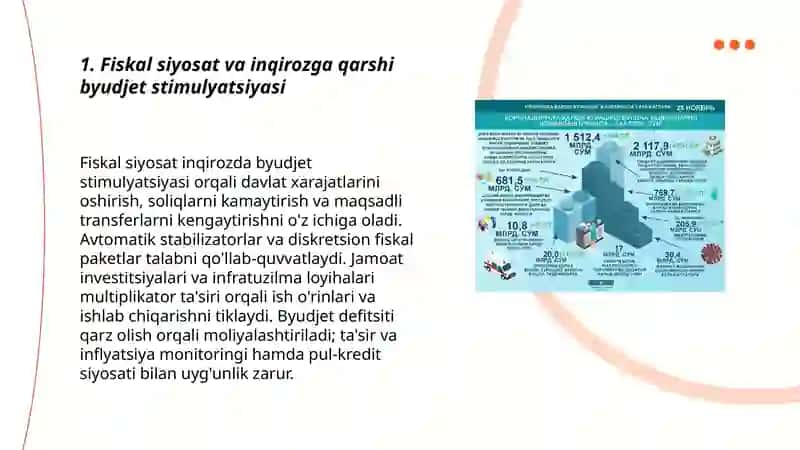 Inqirozga qarshi siyosat va makroiqtisodiy muvozanatini ta'minlash 3