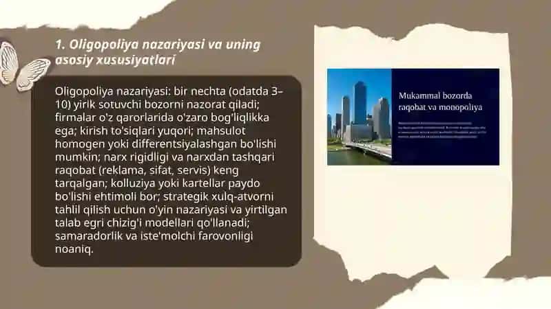 OLIGOPOLIYA VA MONOPOLISTIK RAQOBAT BOZORLARINING TAHLILI 3