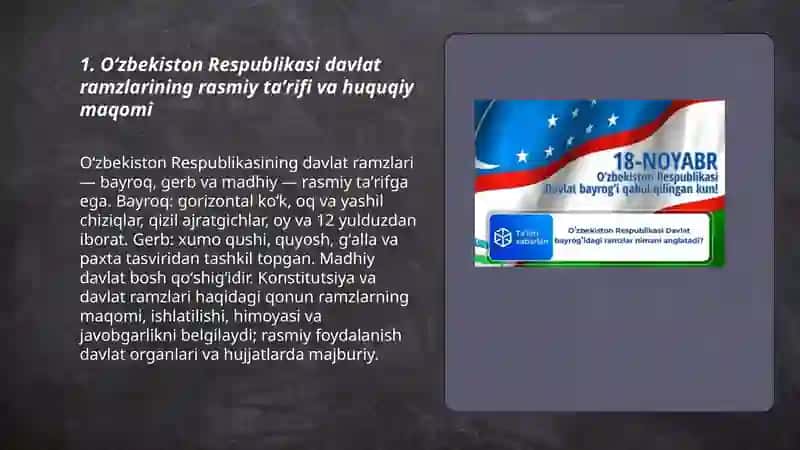 Oʻzbekiston respublikasi davlat ramzlari va ahamiyati 3