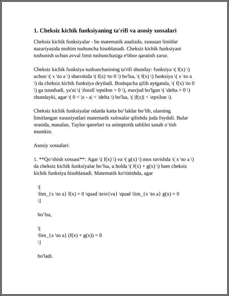 AJOYIB LIMITLAR.CHEKSIZ KICHIK FUNKSIYALAR 3