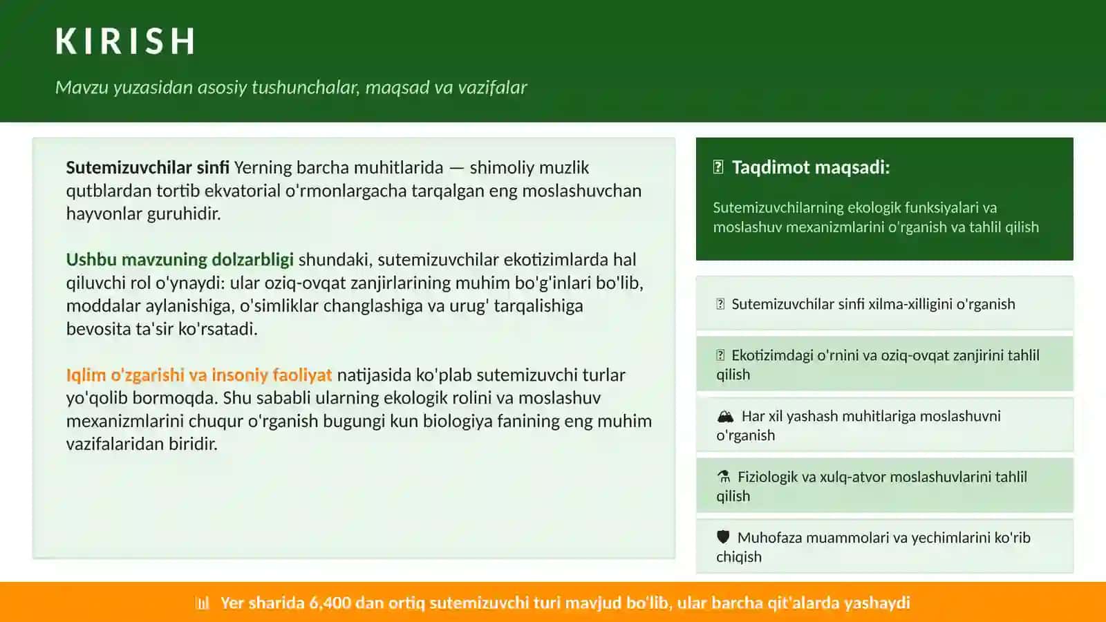 Sutemizuvchilarning ekologik roli va ularning turli yashash muhitlariga moslashuvi 3