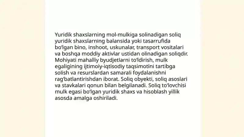 Yuridik shaxslarning mol mulkiga solinadigan soliq 3