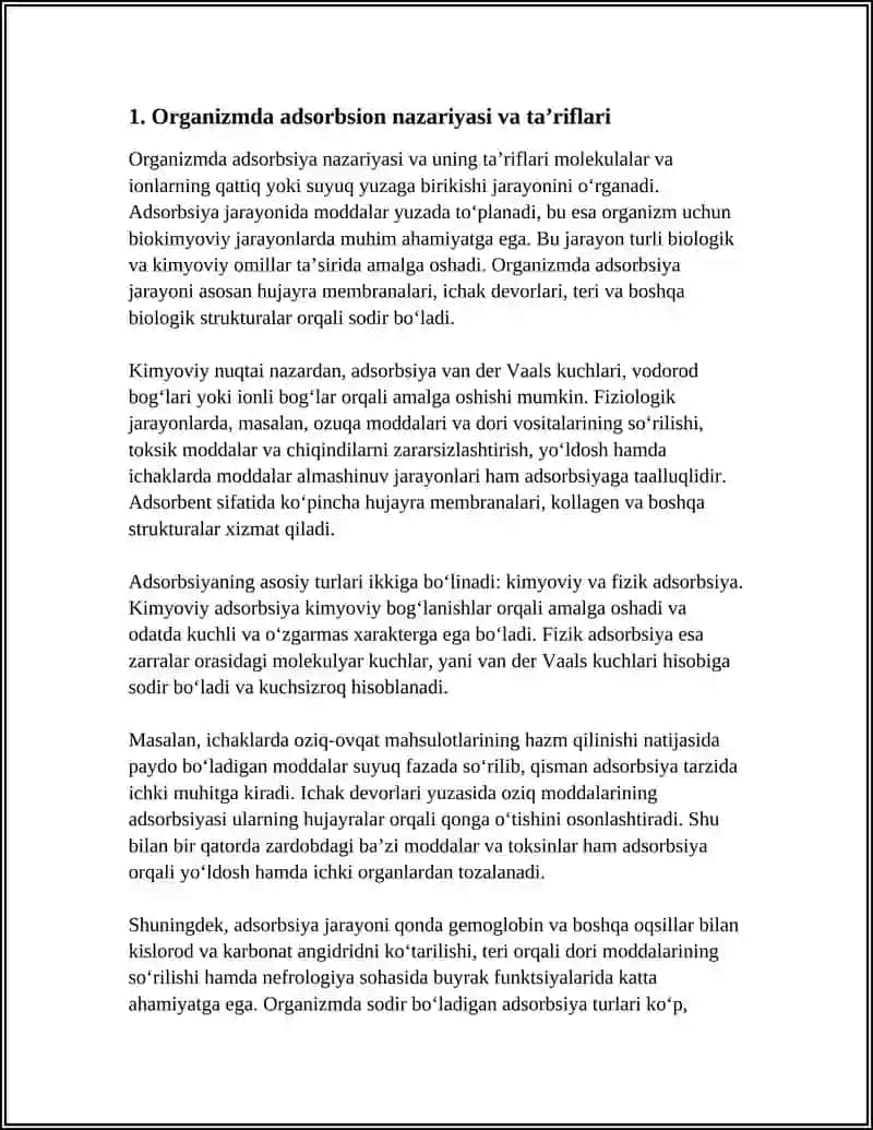 ORGANIZMDAGI ADSORBSION JARAYONLAR 3