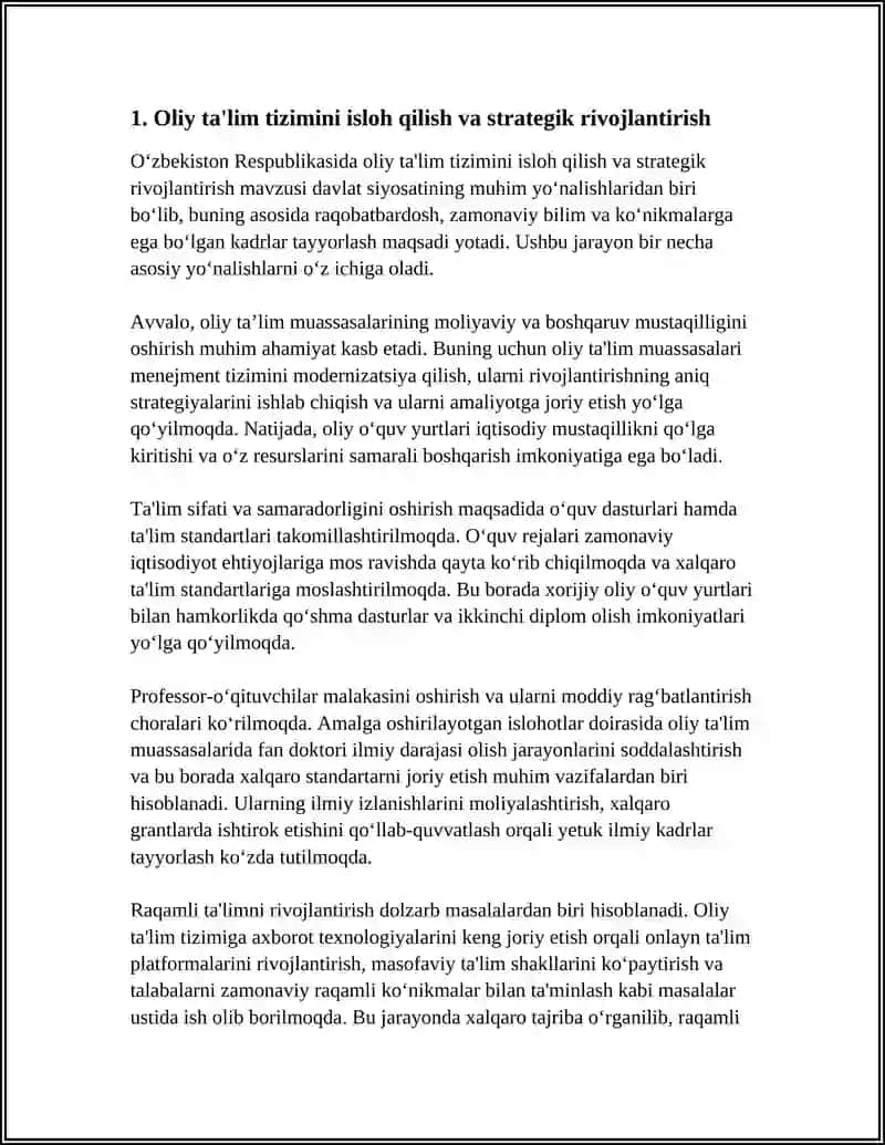 Oliy ta'lim tizimini isloh qilish va strategik rivojlantirish 3