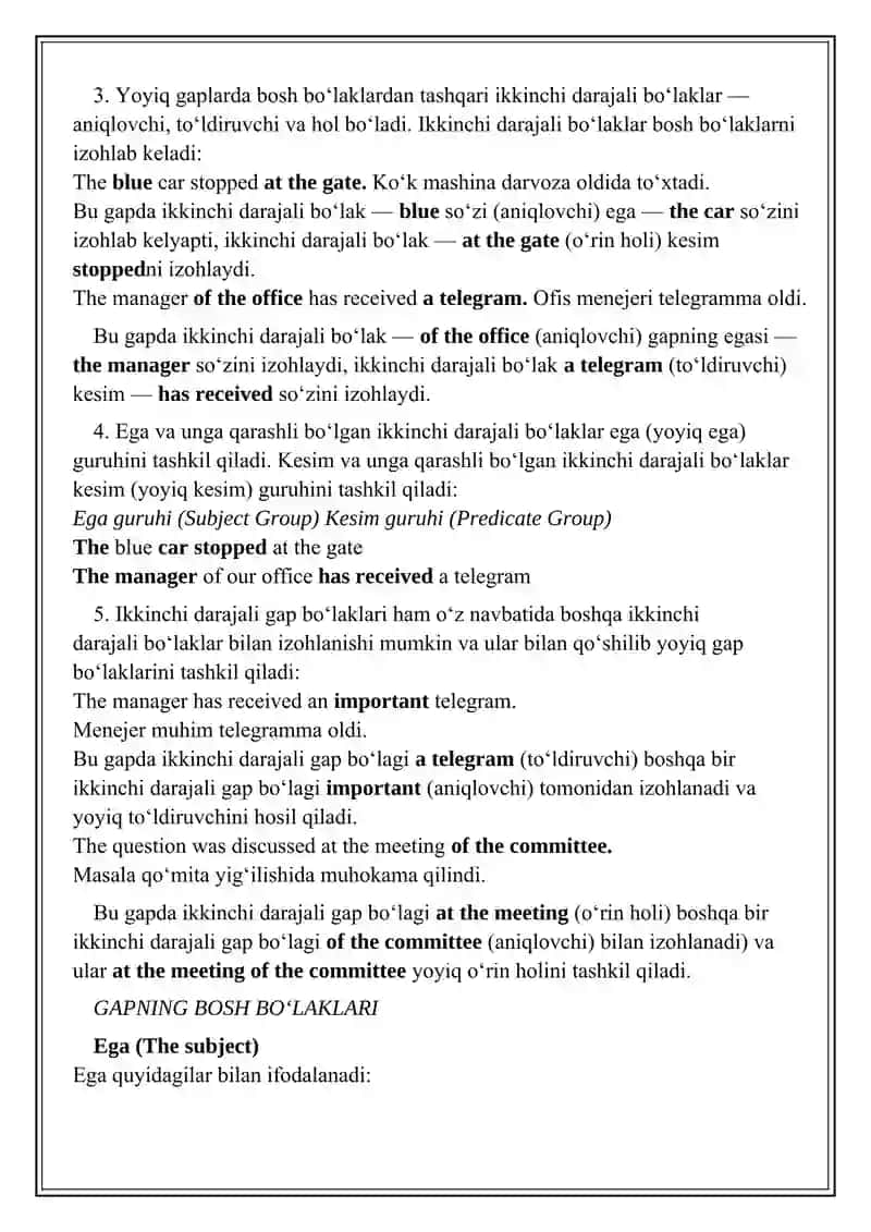 English Sentence Structure 3