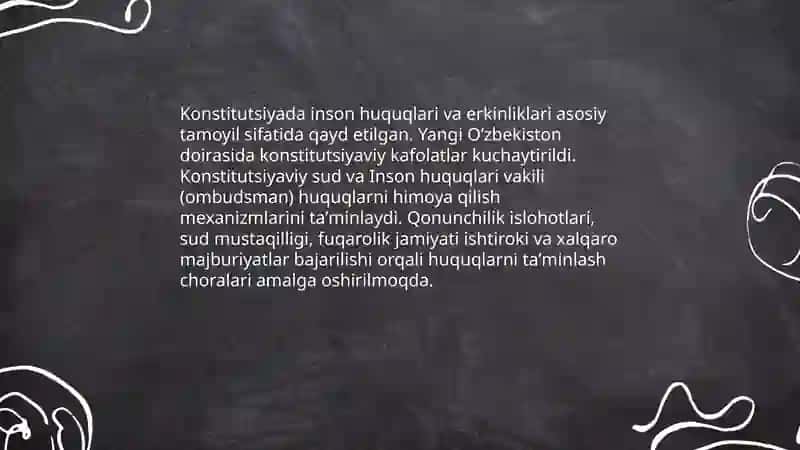 Yangi O'zbekiston inson haq-huquqlari va erkinliklari kafolatining yaratilishi 3