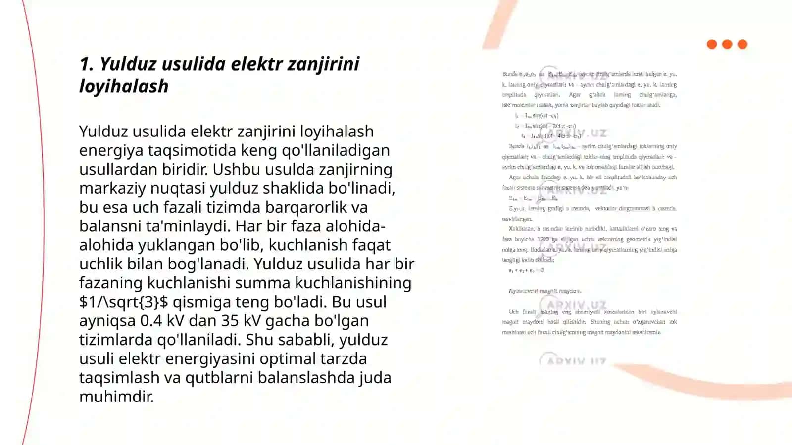 Uch fazali õzgaruvchan elektr tok zanjirlarini,,Yulduz" va,,Uchburchak" usulda yasash 3