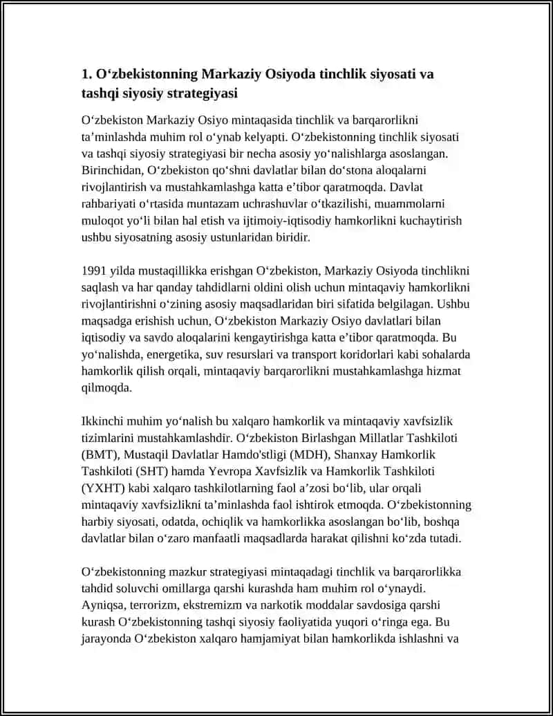 O‘zbekistonning Markaziy Osiyoda Tinchlik va Barqarorlikni Ta’minlash 3