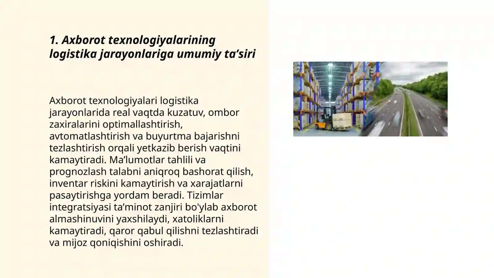 Logistik jarayonlarda axborot texnologiyalarining oʻrni 3