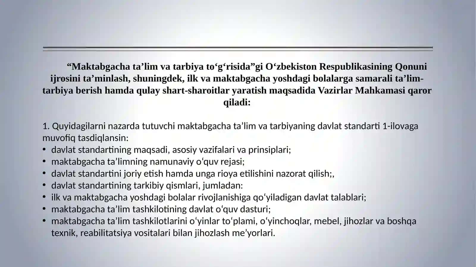 Maktabgacha Ta’lim va Tarbiya Davlat Standarti 3