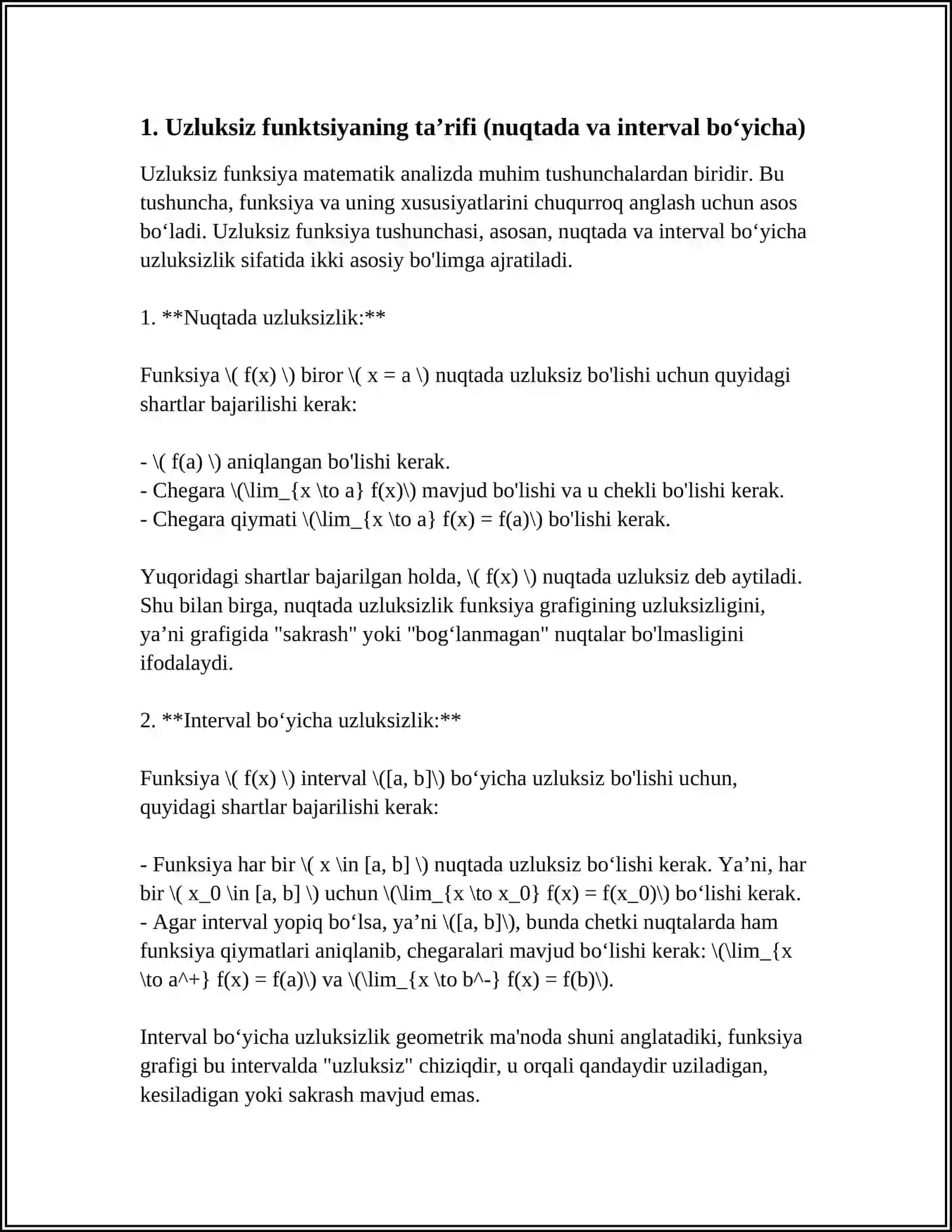 UZLUKSIZ FUNKSIYA VA UNING XOSSALARI 3