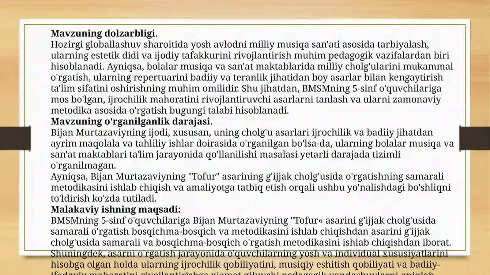 "To‘fon" asarini g‘ijjak cholg‘usida o‘rgatish metodikasi 3