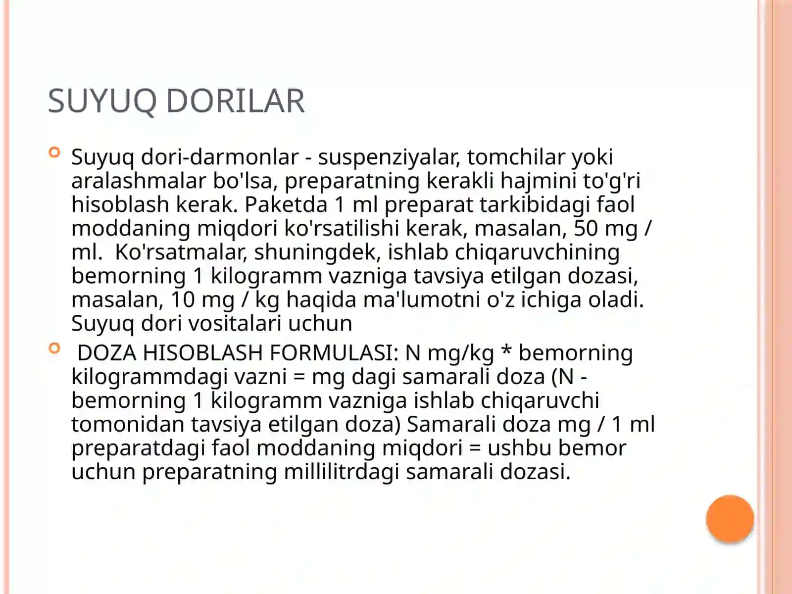 Dori vositalarini yuborishda dozalarni hisoblash usullari 3