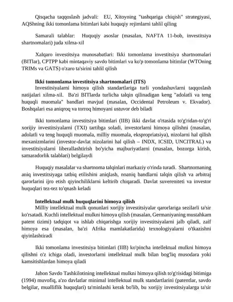 Xalqaro investitsion munosabatlarning huquqiy tartibga solinishi 3
