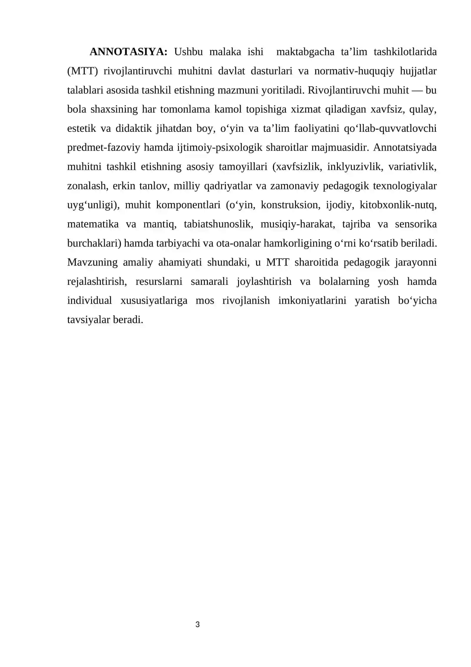 "Maktabgacha ta'limda davlat dasturlari asosida rivojlantiruvchi muhitni tashkil etish" 3