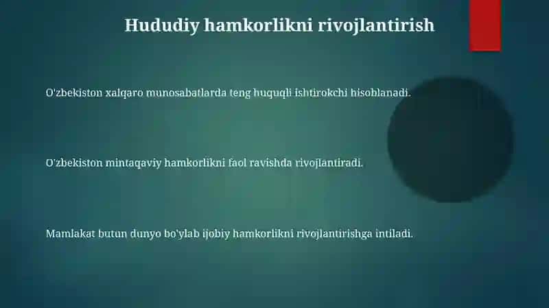O'zbekiston -xalqaro munosabatlarning teng huquqli ishtirokchisi 3