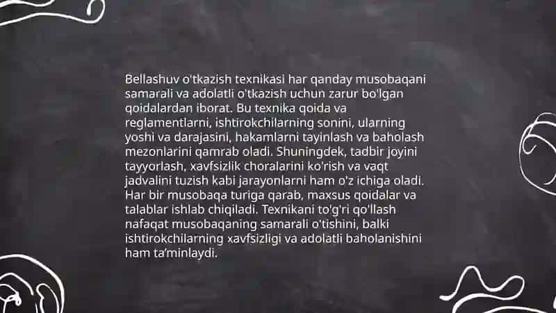 Bellashuv o'tkazish texnikasi asoslari 3