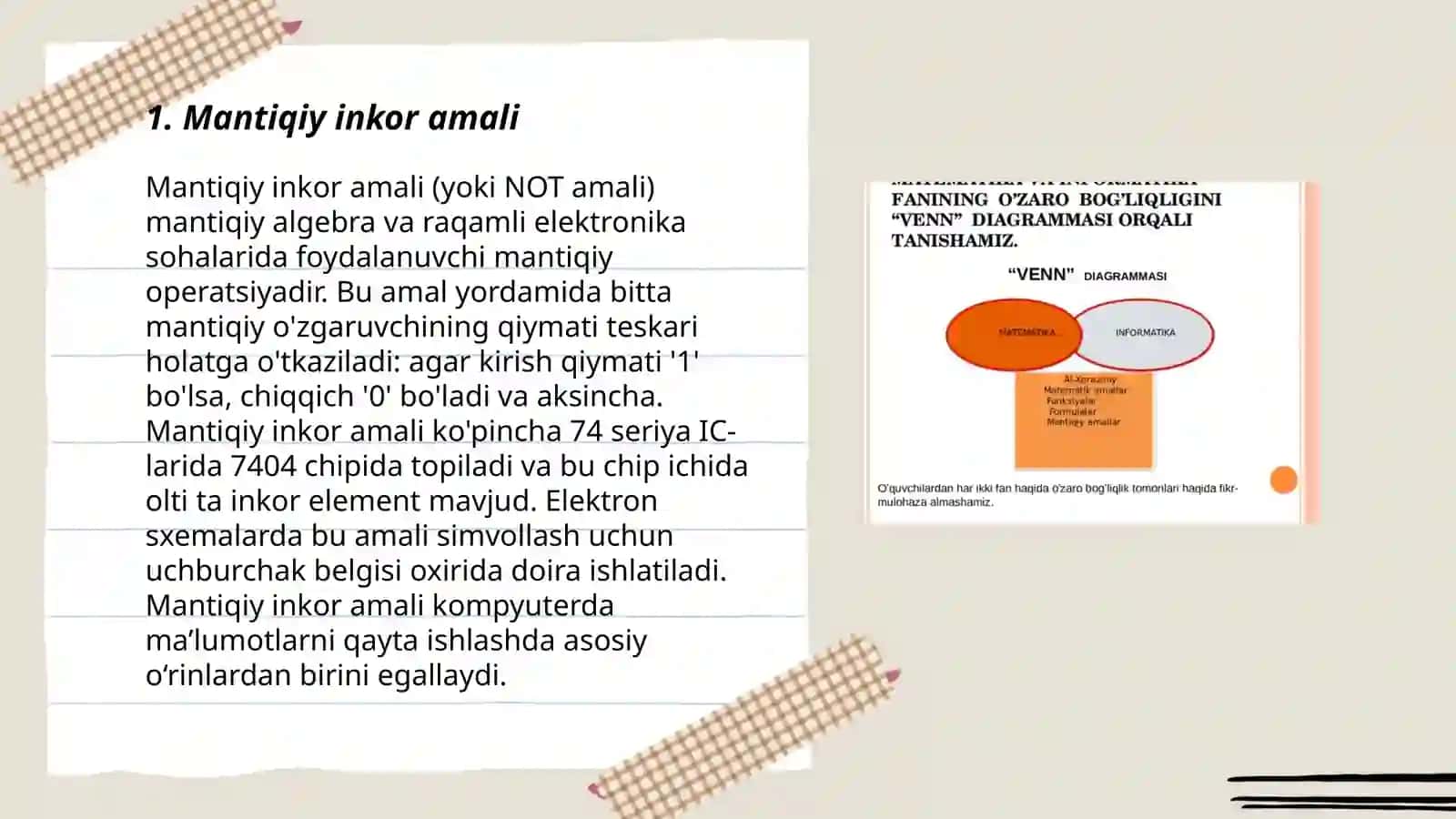 Mantiqiy inkor amali 3