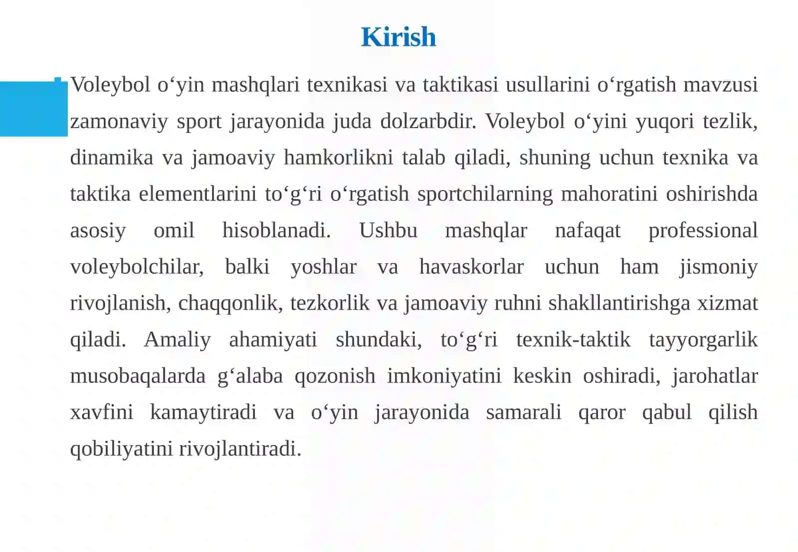 Voleybolo‘yin mashqlari texnikasi va taktikasi usullarini o‘rgatish 3
