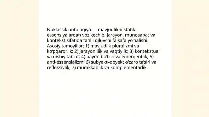 Noklassik ontologiyaning yo‘nalishlari va mohiyati 3