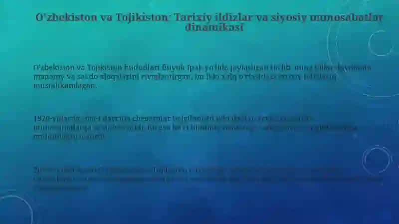 O'zbekiston va Tojikiston oʻrtasidagi siyosiy va savdo aloqalari 3