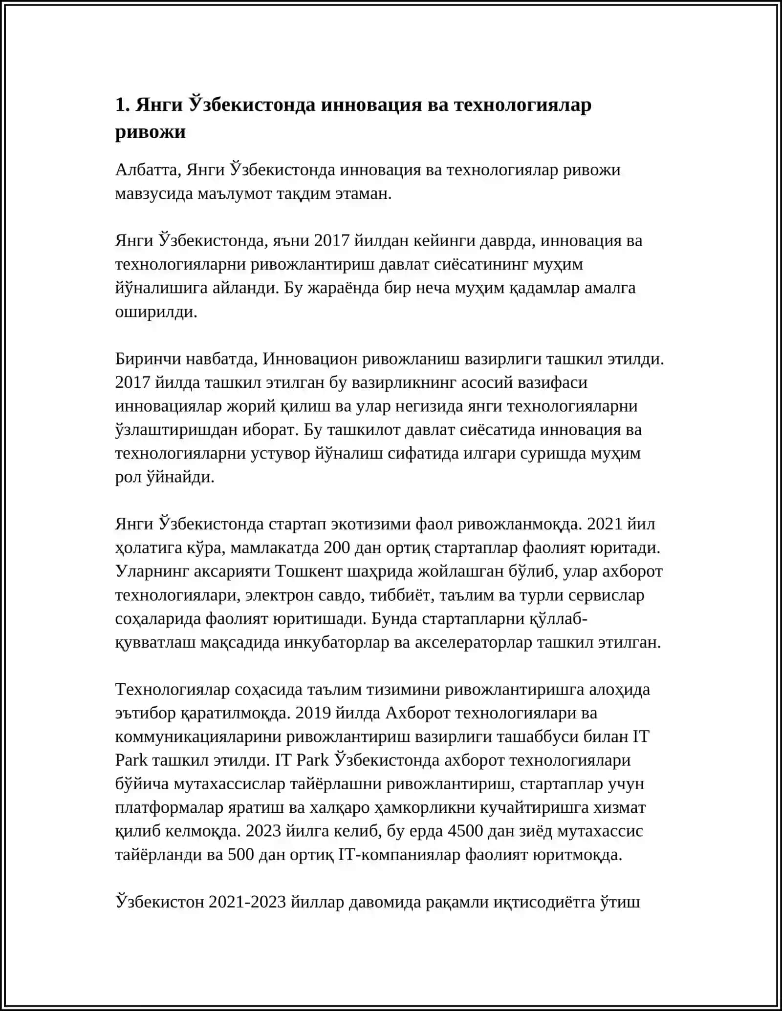 Янги Ўзбекистонда инновация ва технологиялар ривожи 3