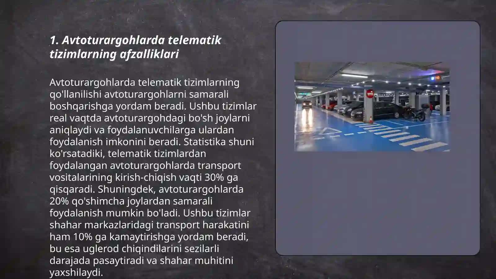 Avtoturargohlarda telematika vositalarini qoʻllash 3
