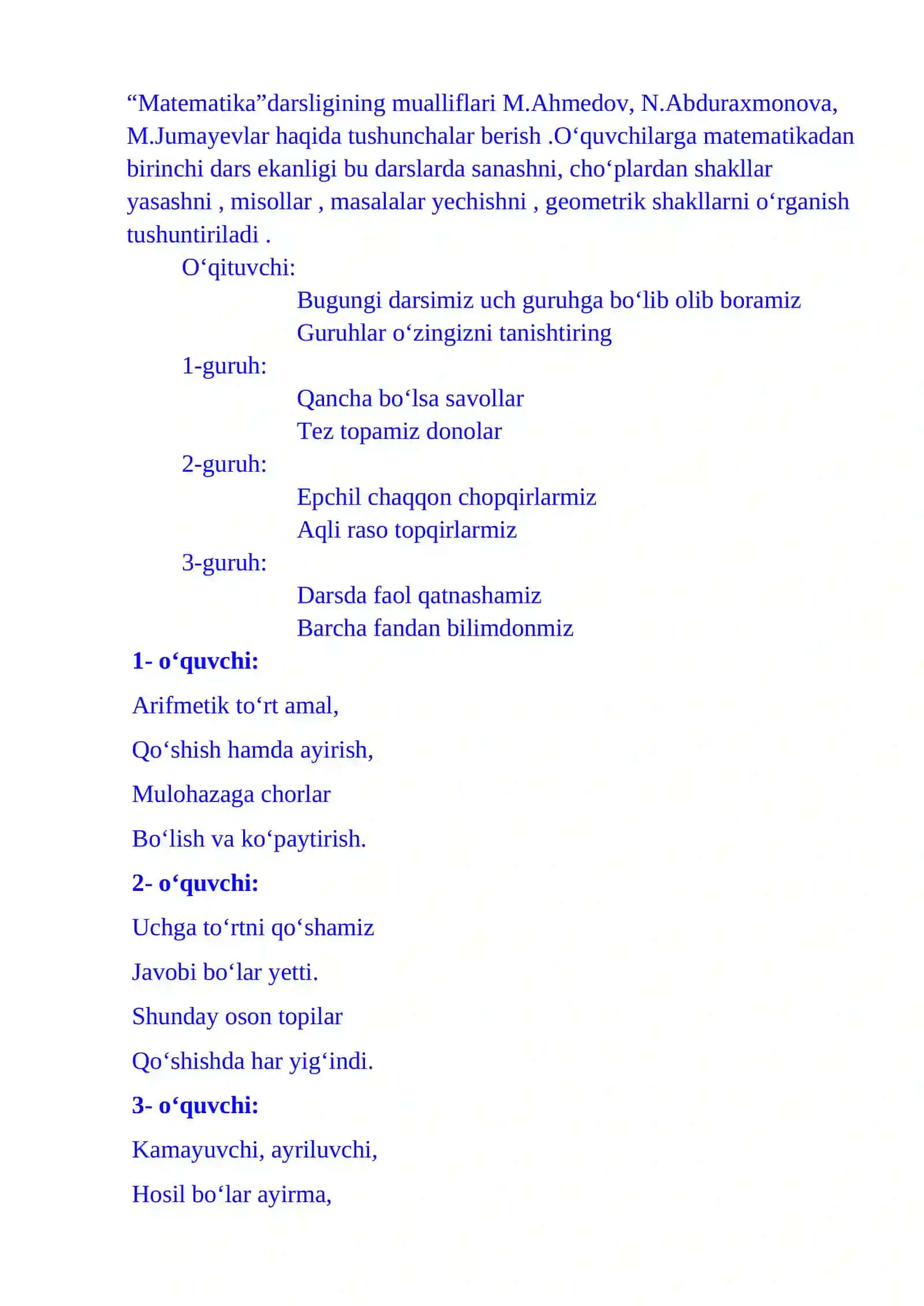 2-sinf matematika To‘g‘ri to‘rtburchak va kvadrat dars ishlanma 3 chorak 3