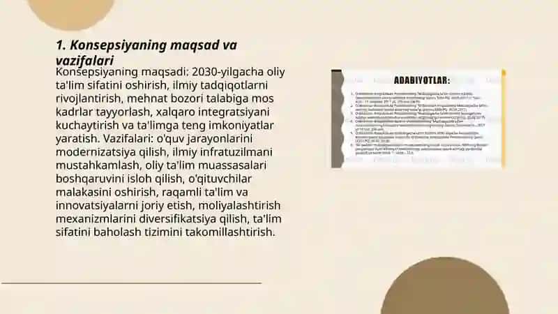 O'zbekiston Respublikasi Oliy ta'lim tizimini 2030-yilgacha rivojlantirish Konsepsiyasi 3