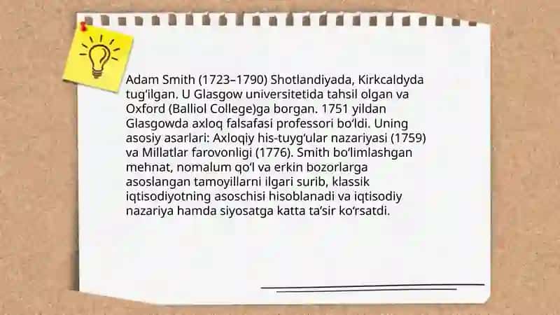 Adam Smith va uning iqtisodiy g'oyalari 3