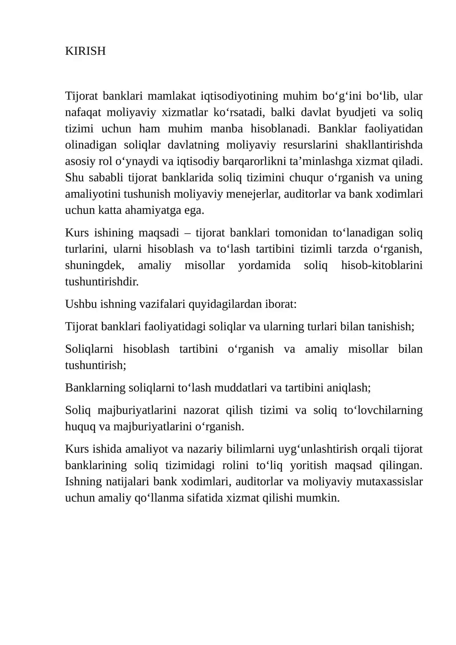 Tijorat banklari tomonidan toʻlanadigan soliq turlari,ularni hisoblash va toʻlash tartibi 3