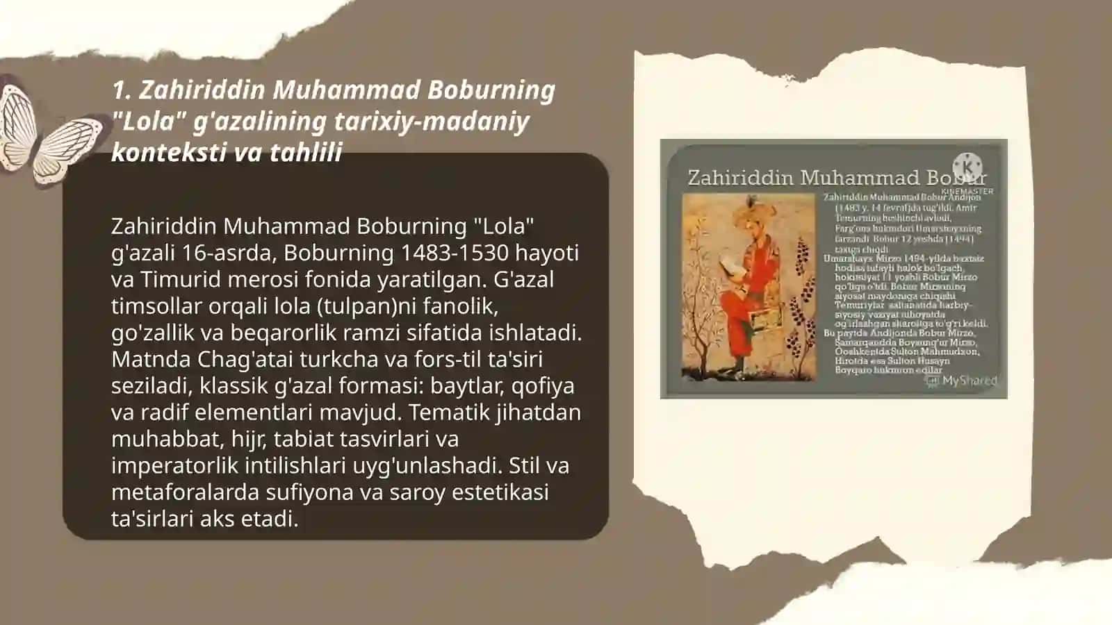 Zahiriddin Muhammad bobur lola g'azali va tahlili 3