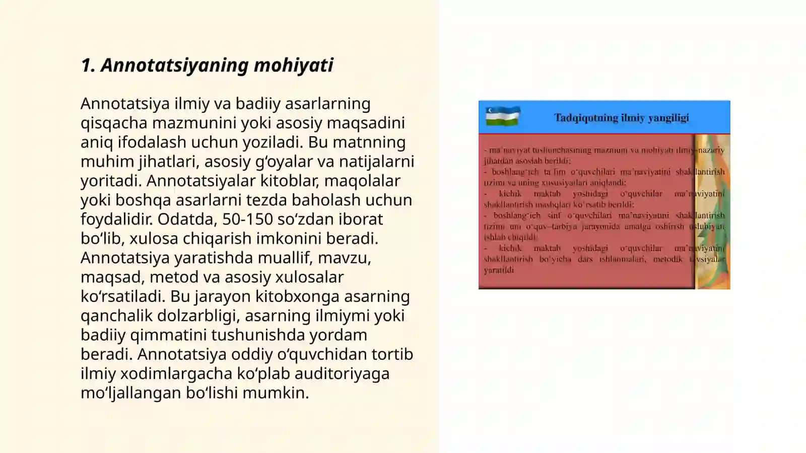 Ilmiy nashrning dastlabki shakllari.Annotatsiya va uni yozish metodikasi 3