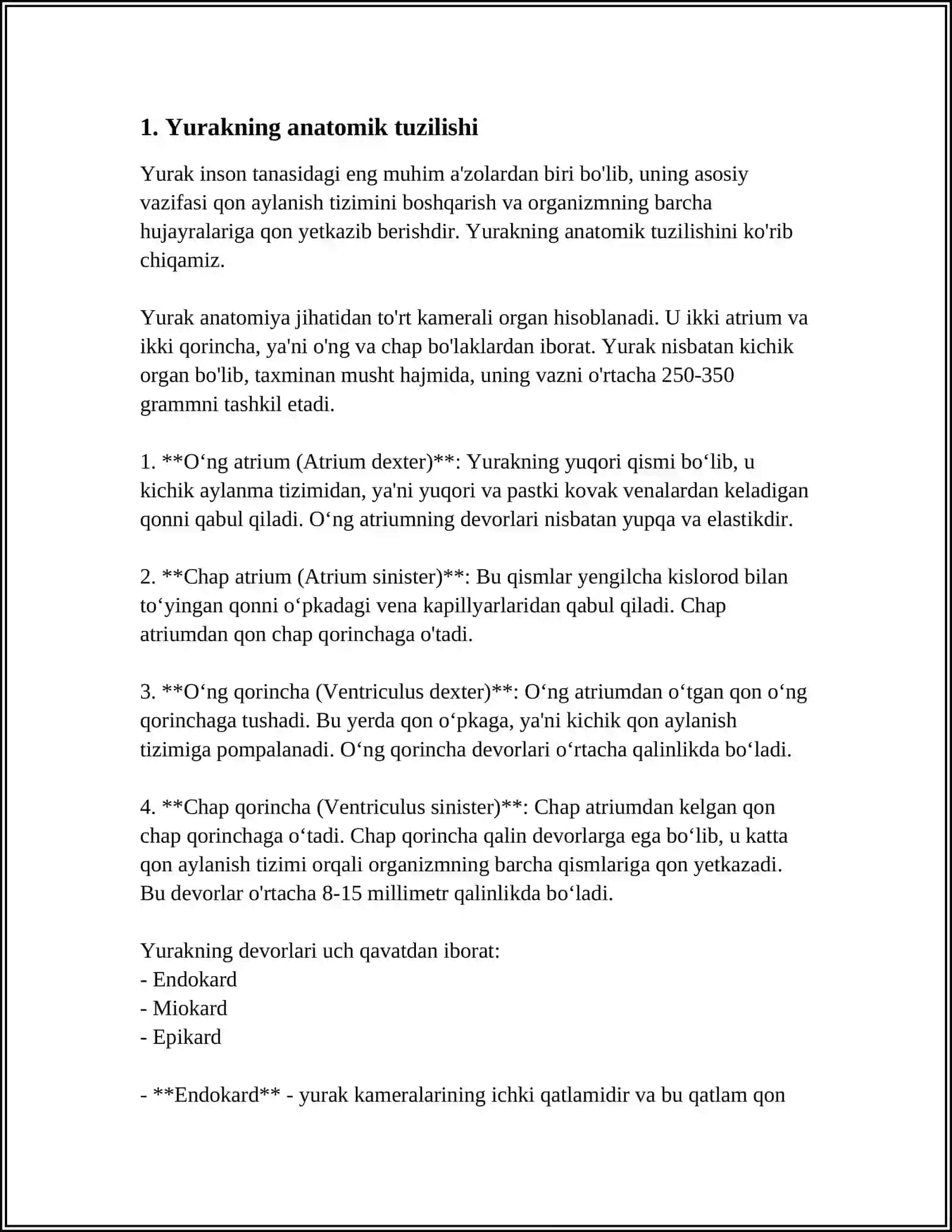 REFERAT YURAK QON -TOMIR TIZIMI TUZILISHI 3