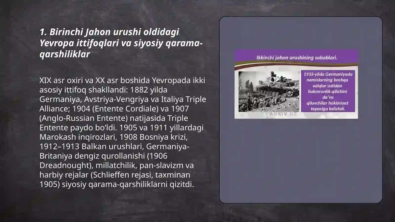 Birinchi va ikkinchi Jahon urushidagi siyosiy vaziyat 3