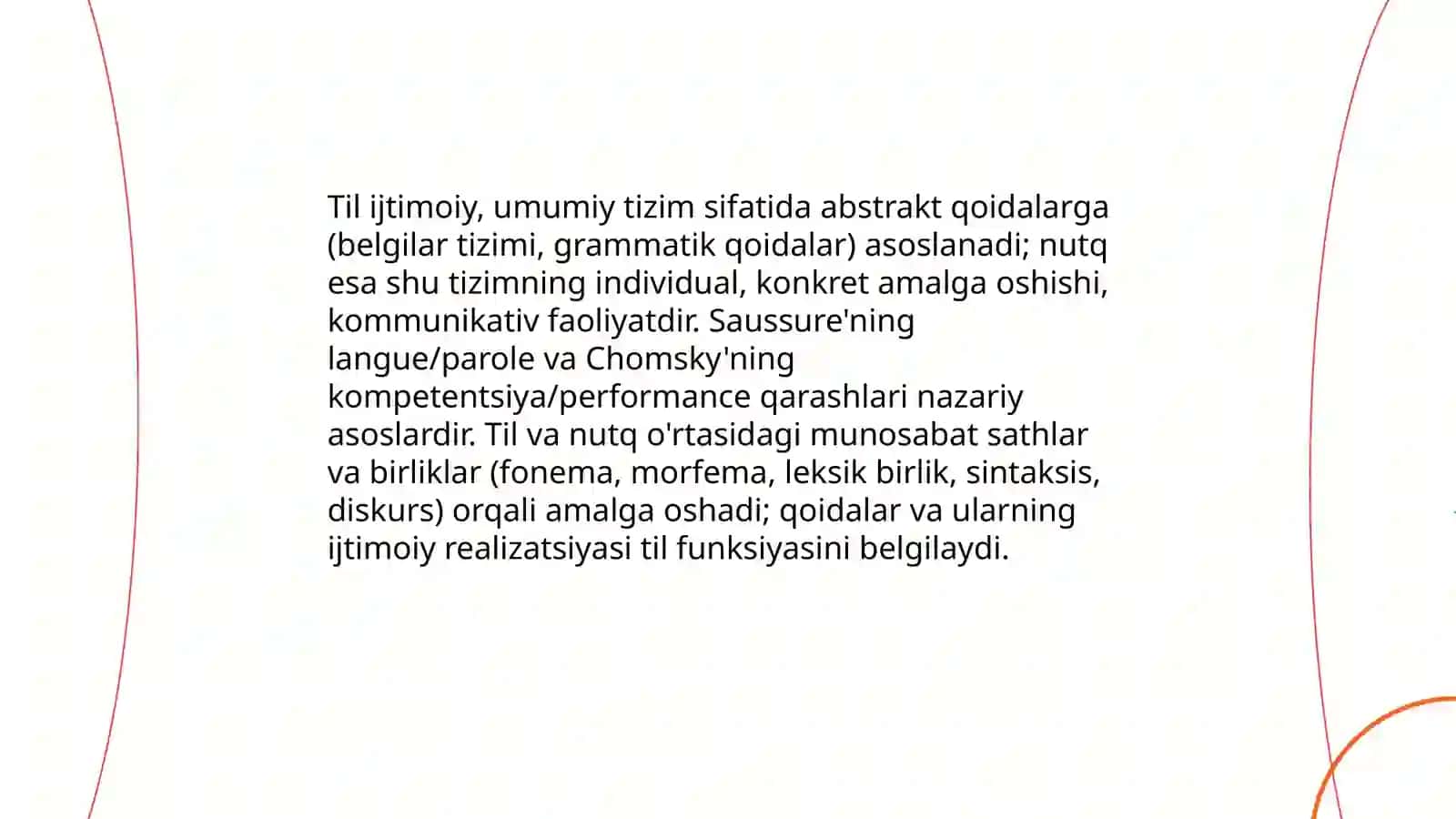 Til, lison va nutq munosabati. Til sathlari va birliklari 3