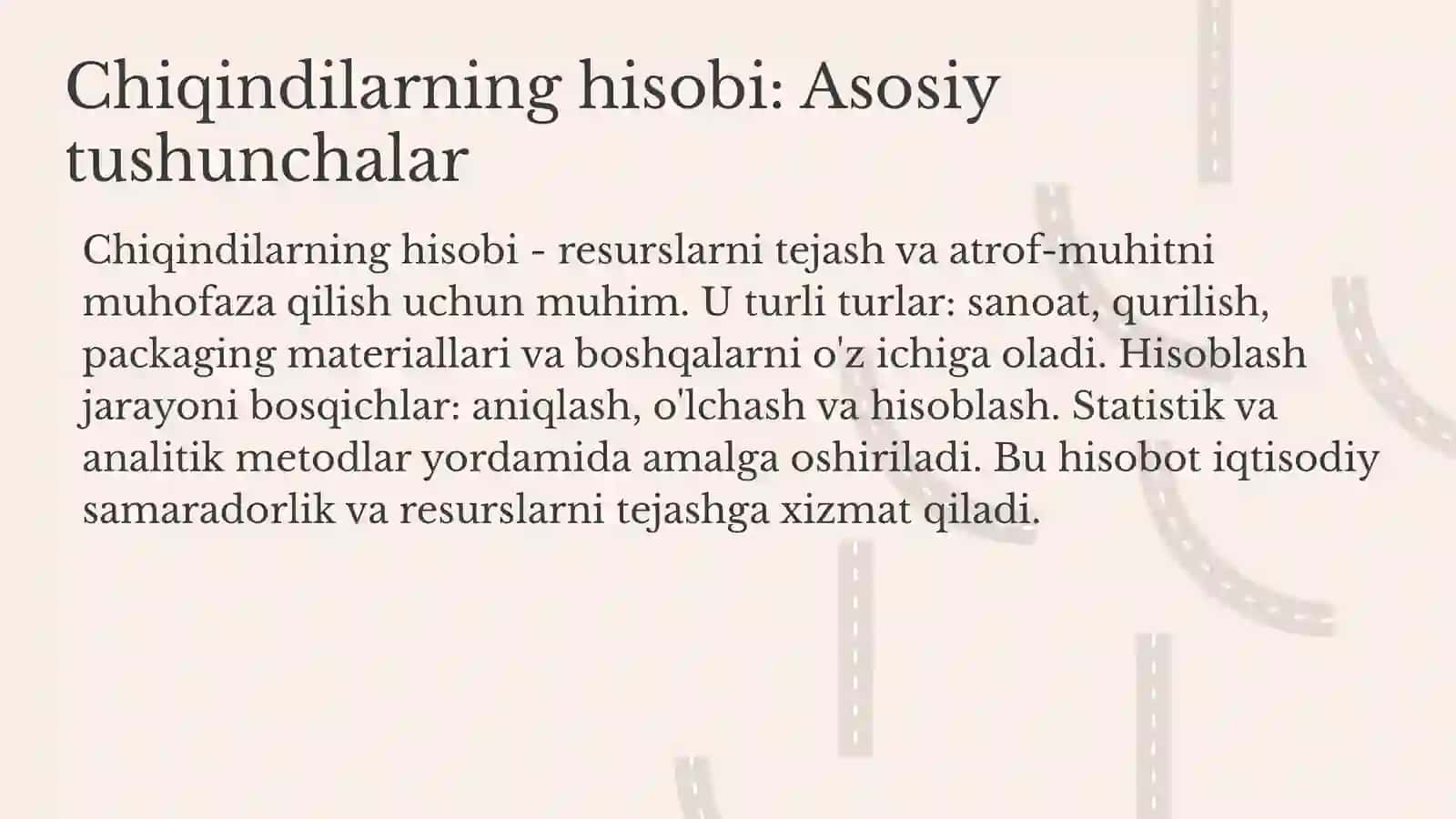 Chiqindilarning hisobi va ularni nazorat qilish 3