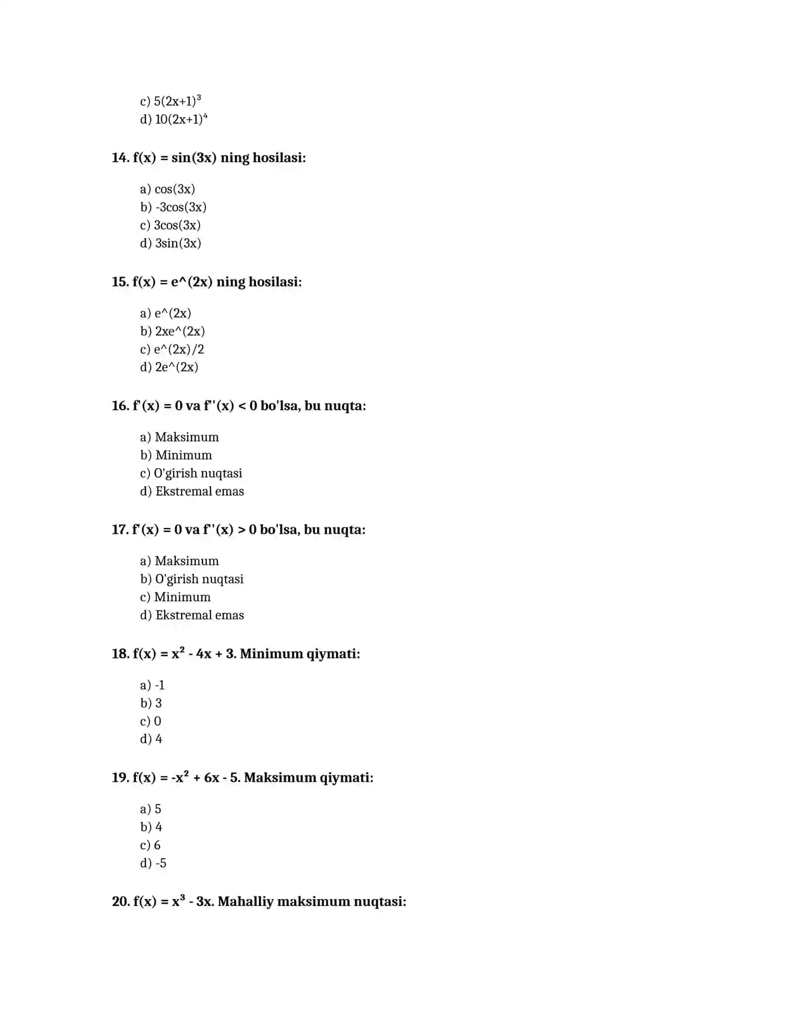 10-SINF MATEMATIKA FANI BO'YICHA TEST SAVOLLARI 3