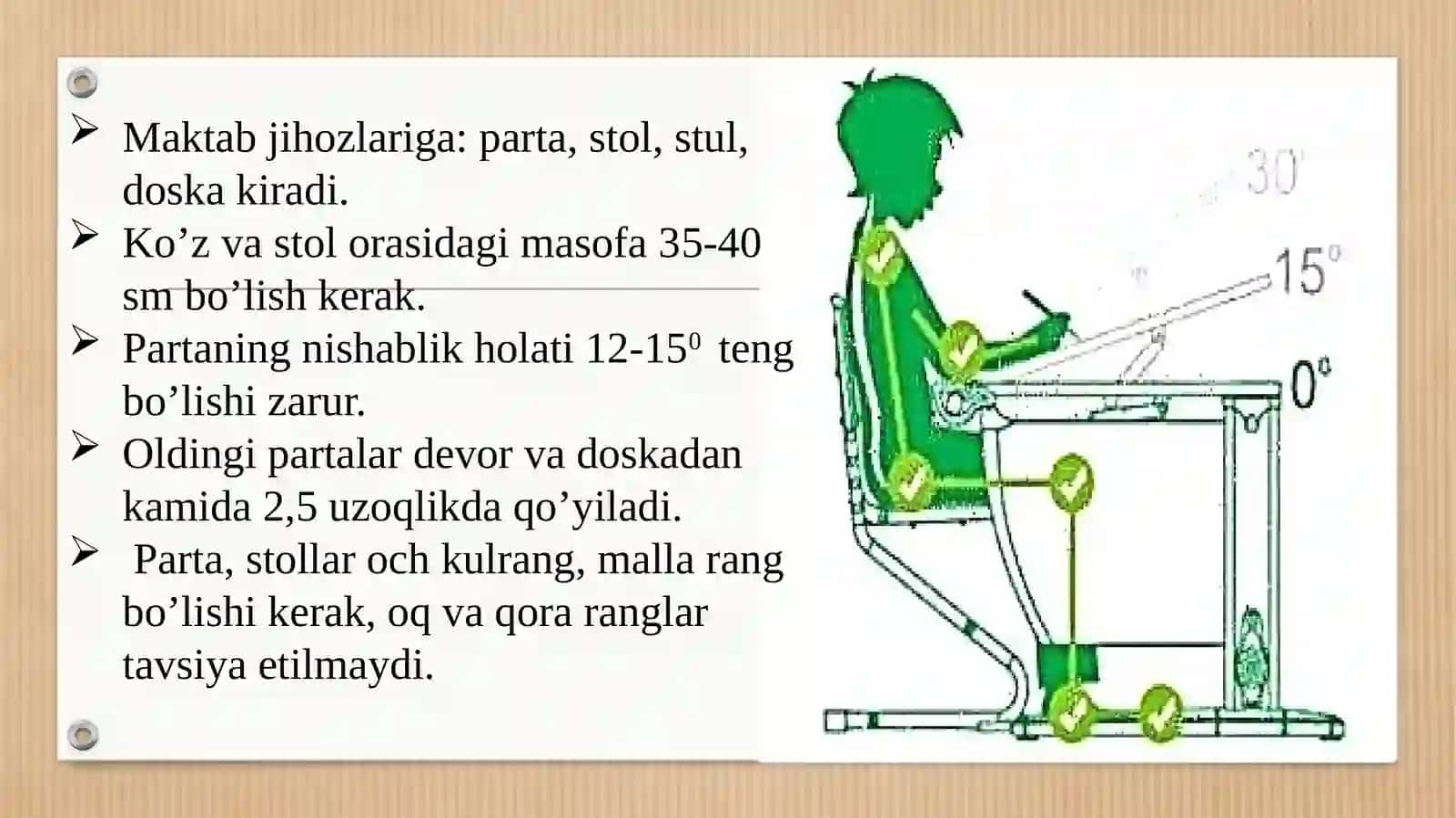 O’quv muassasalarining o’quv xonalari, ustaxonalar va sport zallari va ularning jihozlanishini gigienikbaholash 3
