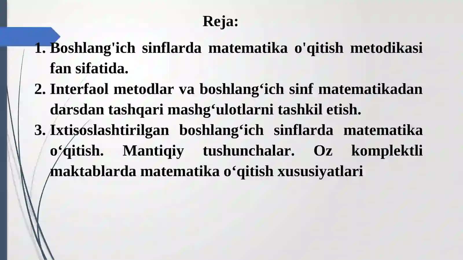MATEMATIKA VA UNI O’QITISH METODIKASI 3