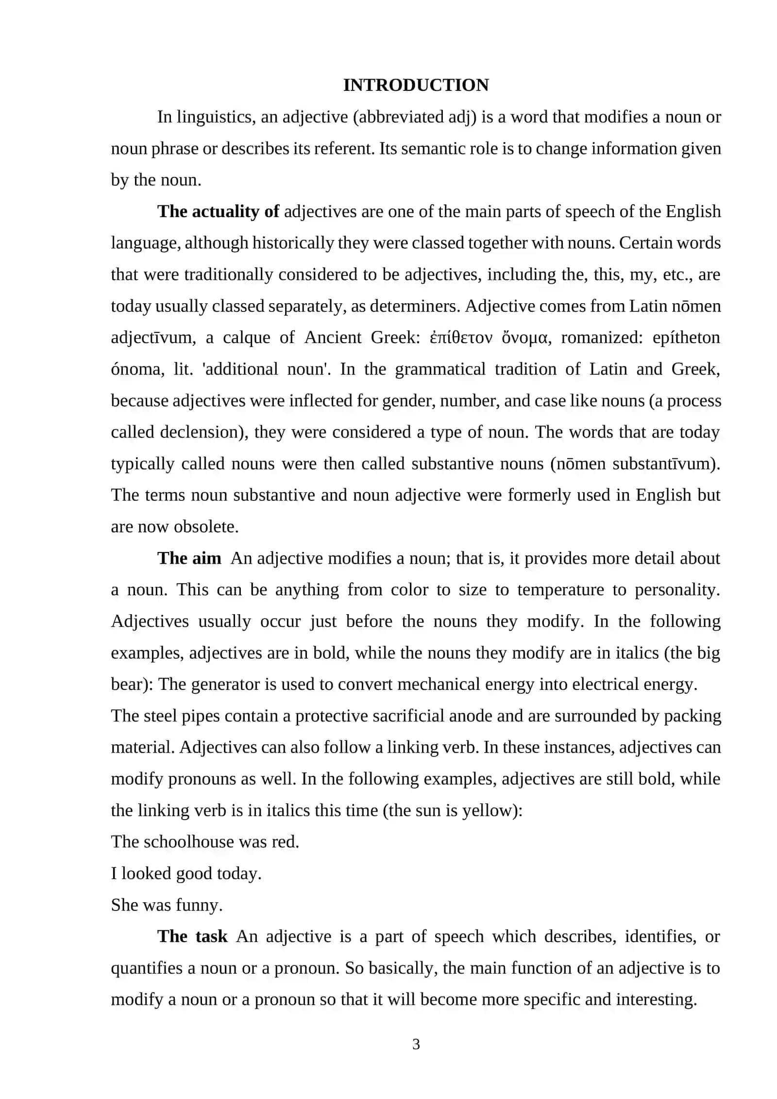 ADJECTIVES AND THE ADJECTIVAL GROUP 3