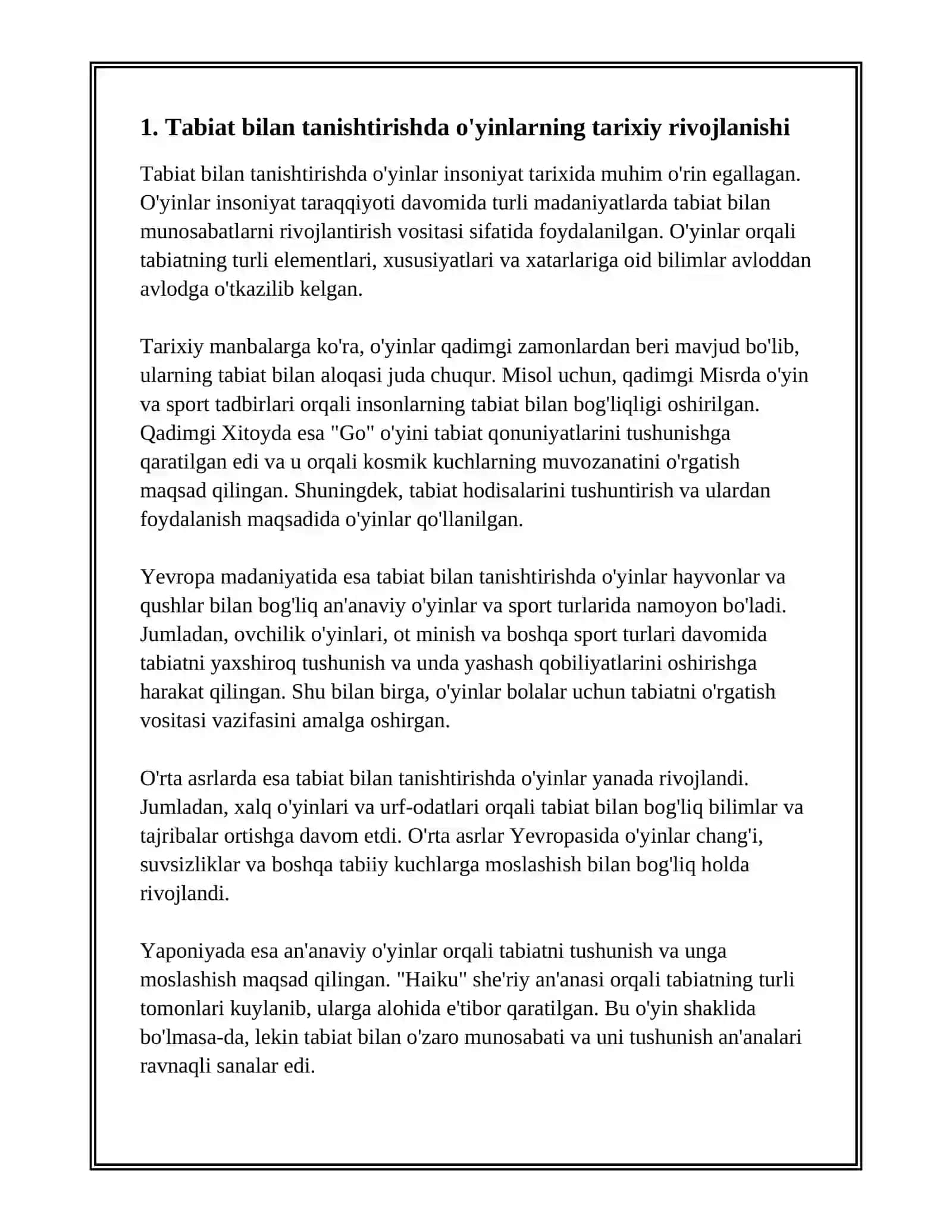 TABIAT BILAN TANISHTIRISHDA ÕYINLARNI VUJUDGA KELTIRISH TARIXI 3