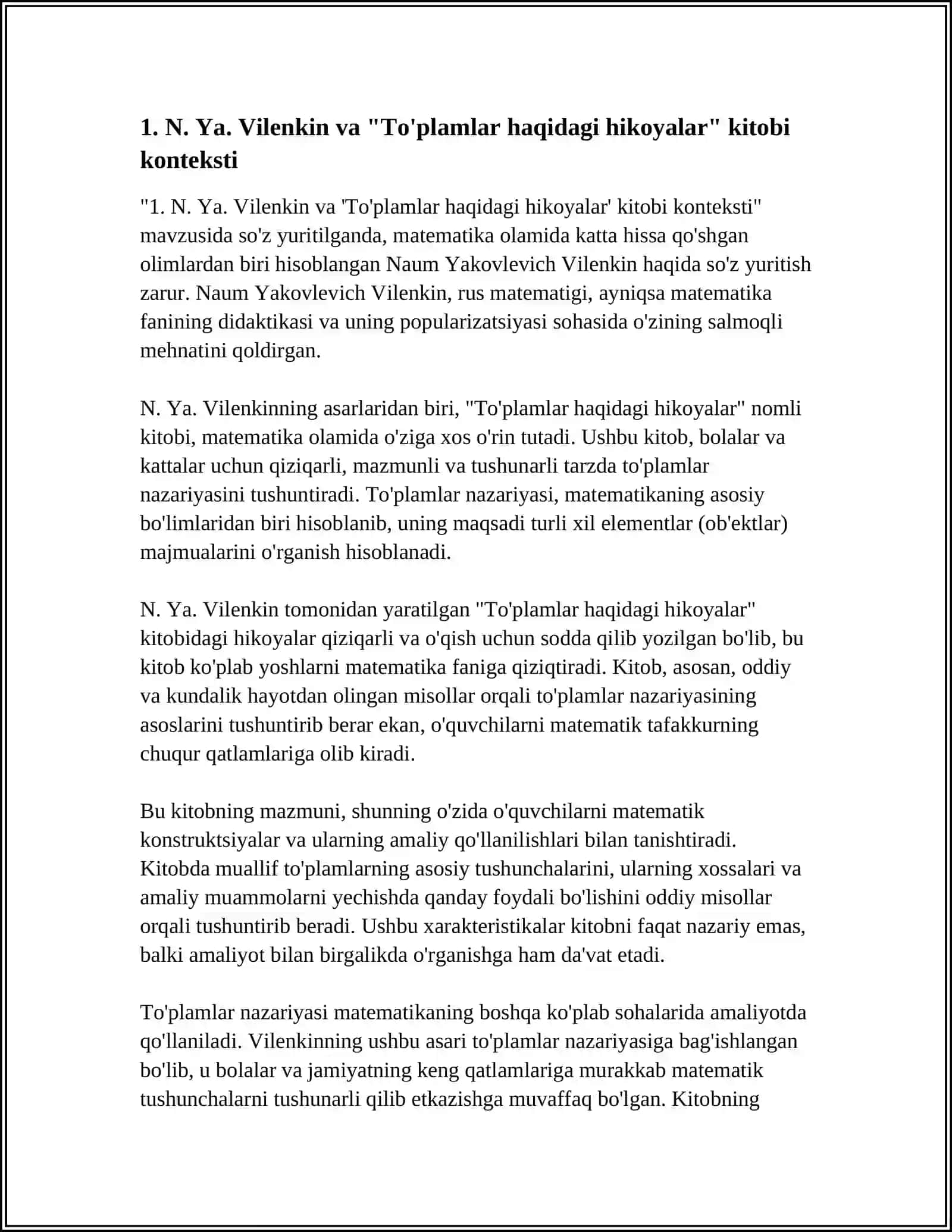 N YA VILENKINNING TŌPLAMLAR HAQIDAGI HIKOYALAR KITOBINI ŌRGANISH 3