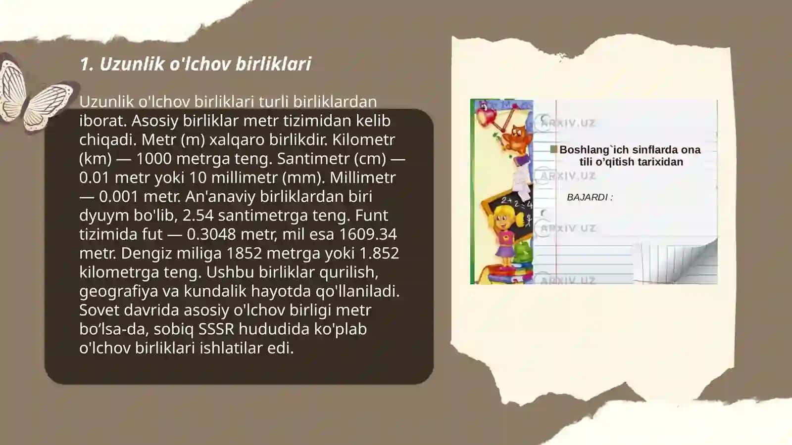 Uzunlik va Yuza O'lchov 3