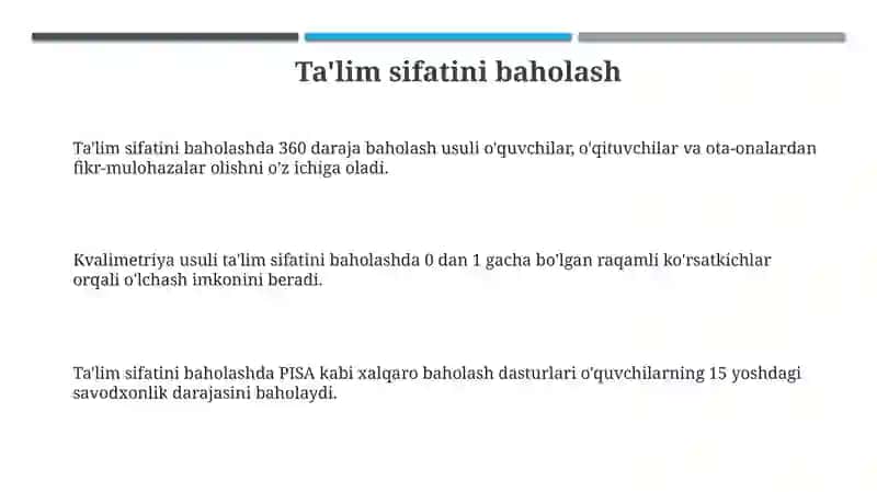 Ta'lim sifatini baholash 3