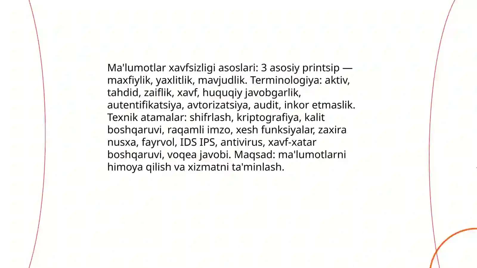 Ma’lumotlar xavfsizligi va himoya usullari 3