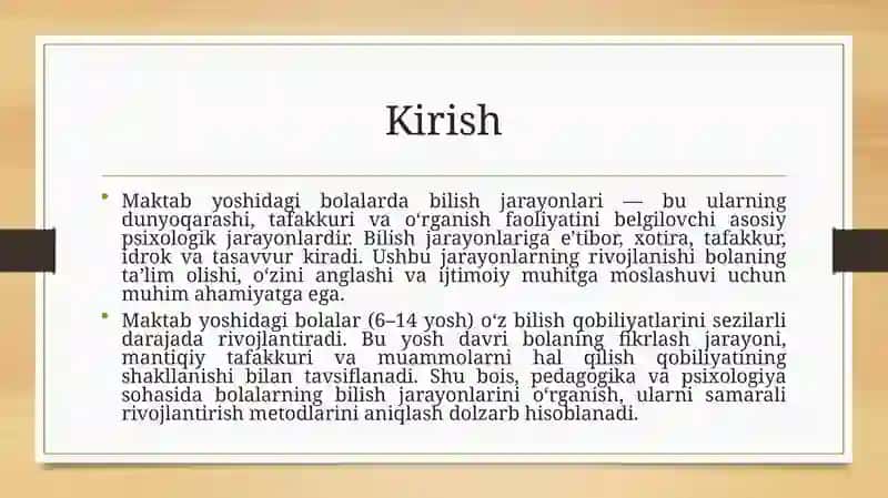 Maktabyoshidagi Bolalar Bilish Jarayonlari 3