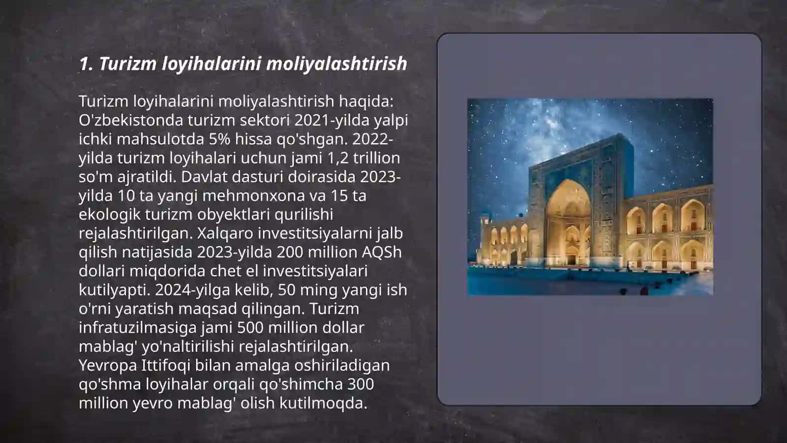 Turizm loyihalarini moliyalashtirish 3