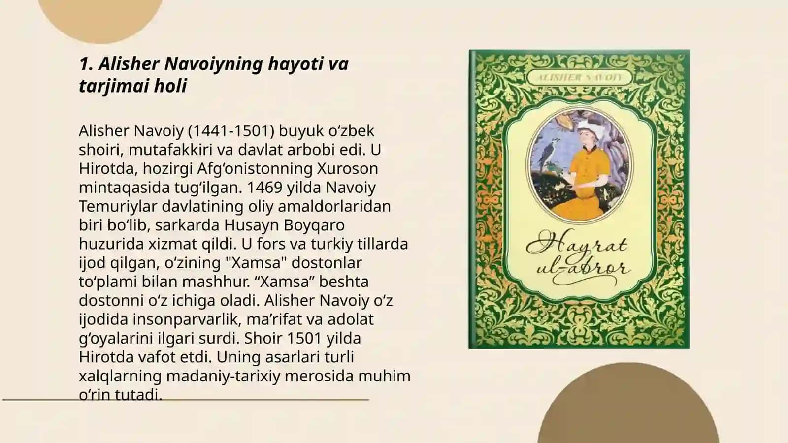 Alisher Navoiy hayoti va ijodi, uning lirikasi 3
