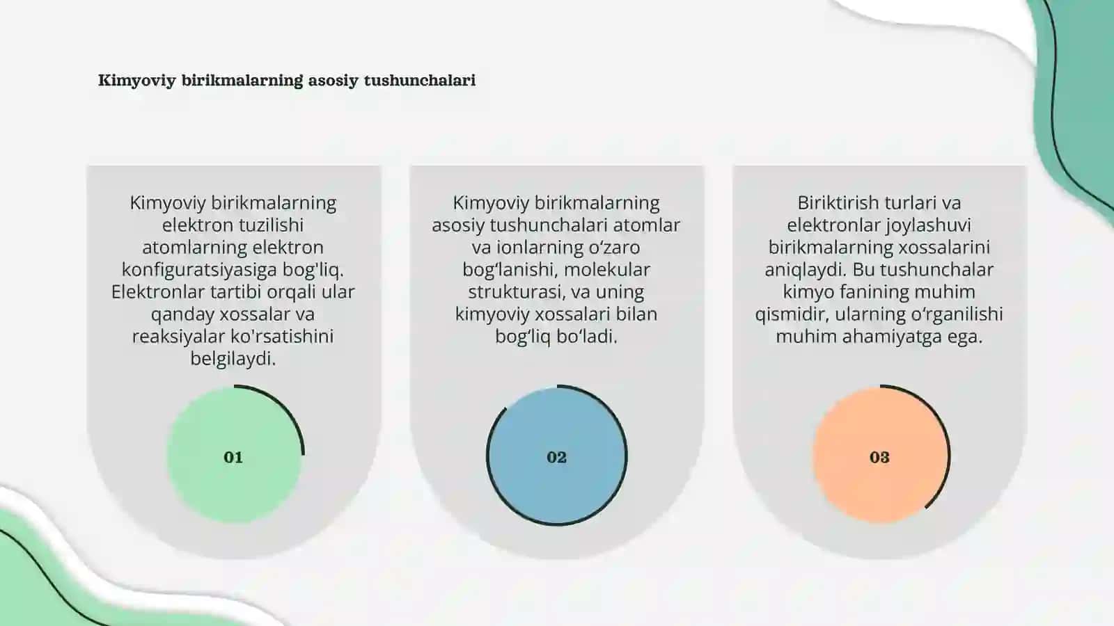 Kimyoviy birikmalarning elektron tuzilishi va xossalari 3
